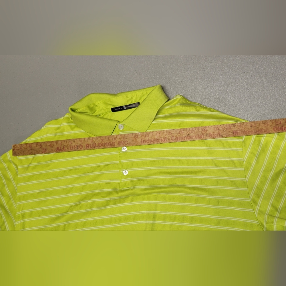 Tiger Woods Short Sleeve Golf Polo Lime Green Striped XL Cotton - Picture 4 of 10